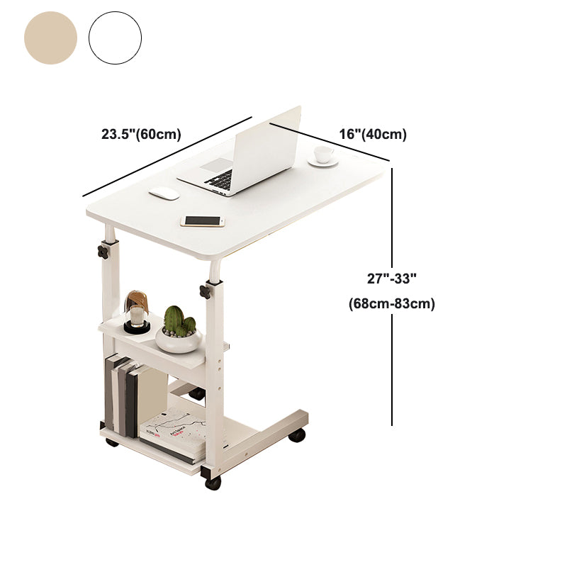 Modern Rectangular Writing Desk Wooden Adjustable Office Desk with Caster Wheels