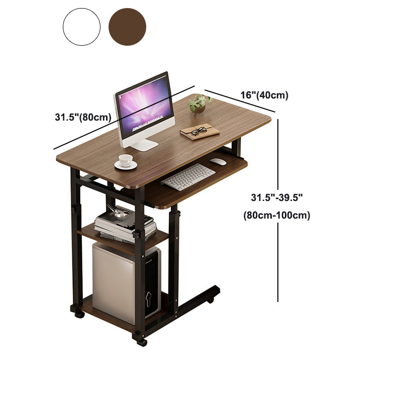 Modern Rectangular Writing Desk Wooden Adjustable Office Desk with Caster Wheels