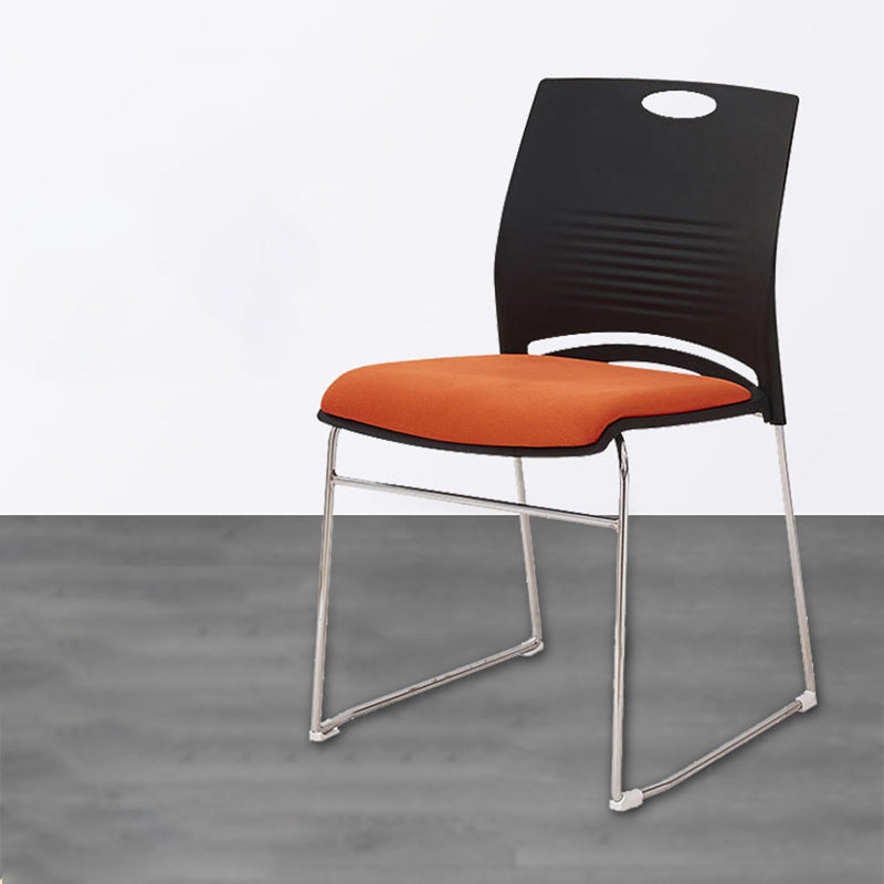 Lumbar Support Conference Chair Silver Steel Frame Armless Chair