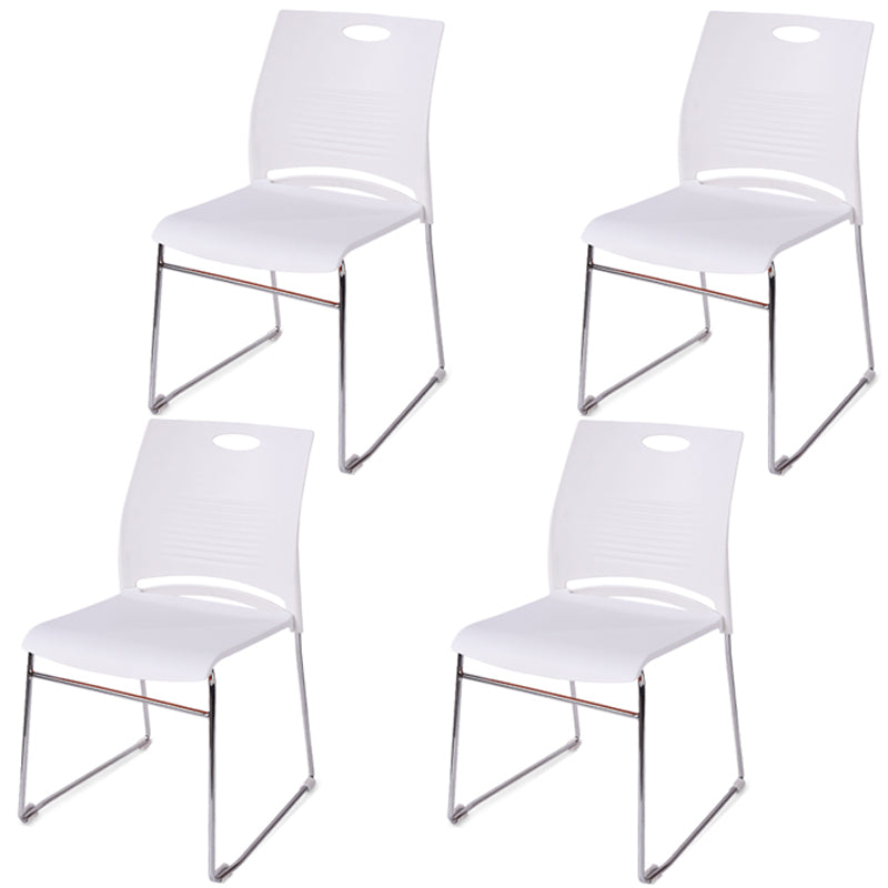 Lumbar Support Conference Chair Silver Steel Frame Armless Chair
