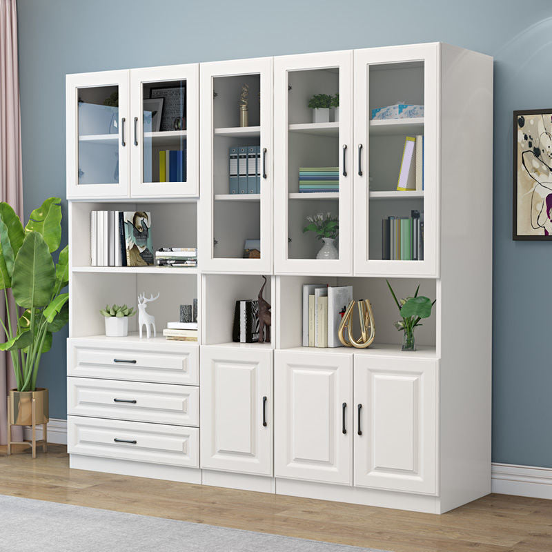 White Engineered Wood Shelf Bookcase Vertical Bookshelf for Office