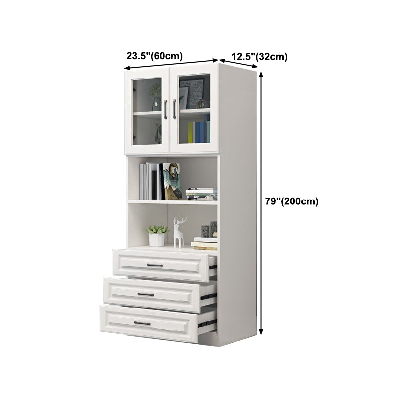 White Engineered Wood Shelf Bookcase Vertical Bookshelf for Office