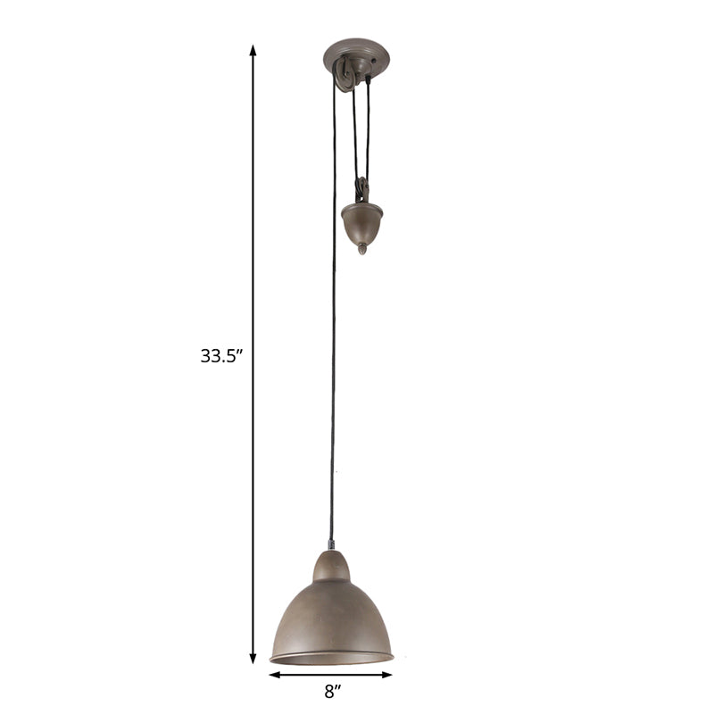 Industrial Dome Hanging Ceiling Light 1/2-Light Metal Pendant Lighting in Grey for Dining Room