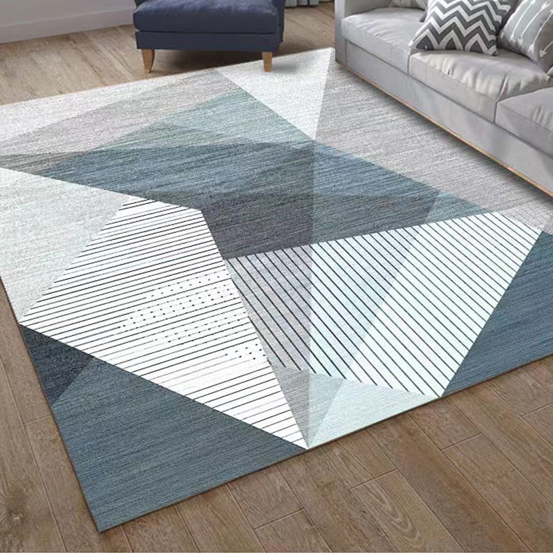 Gray Simple Carpet Polyester Geometric Carpet Stain Resistant Carpet for Living Room