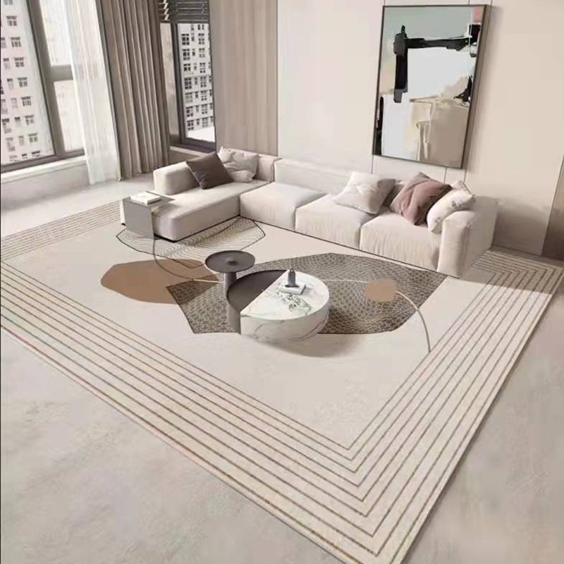 Dark Grey Simple Carpet Polyester Check Pattern Carpet Washable Carpet for Living Room