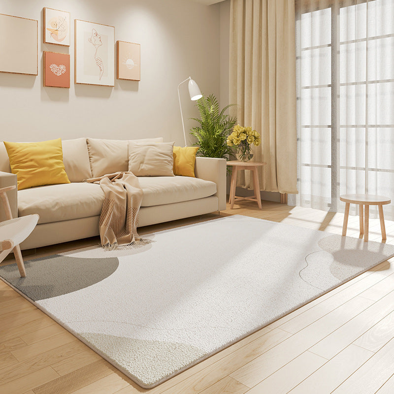 Light Grey Nordic Carpet Polyester Casual Carpet Non-Slip Backing Carpet for Drawing Room