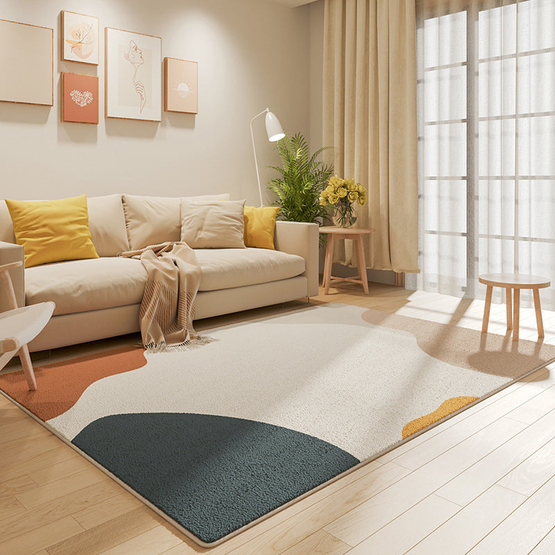 Light Grey Nordic Carpet Polyester Casual Carpet Non-Slip Backing Carpet for Drawing Room