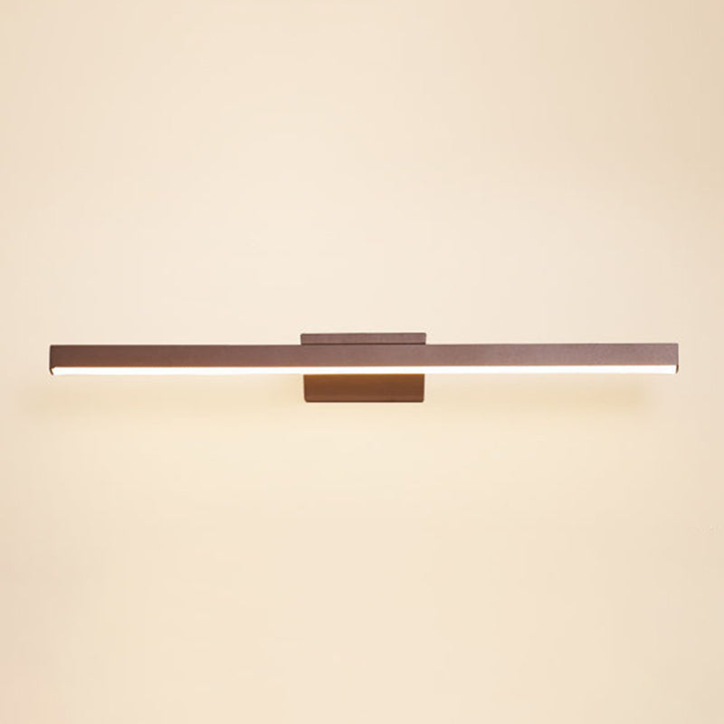 Metal Linear Shape Mirror Wall Light Modern 1 Light Mirror Wall Mount Fixture in Brown