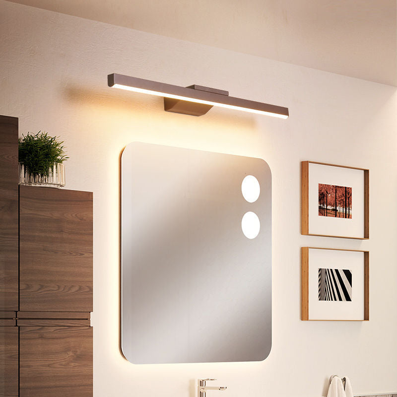 Metal Linear Shape Mirror Wall Light Modern 1 Light Mirror Wall Mount Fixture in Brown