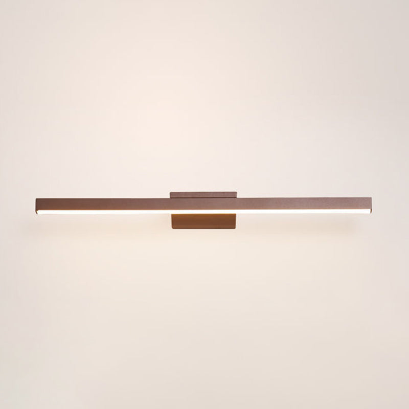 Metal Linear Shape Mirror Wall Light Modern 1 Light Mirror Wall Mount Fixture in Brown