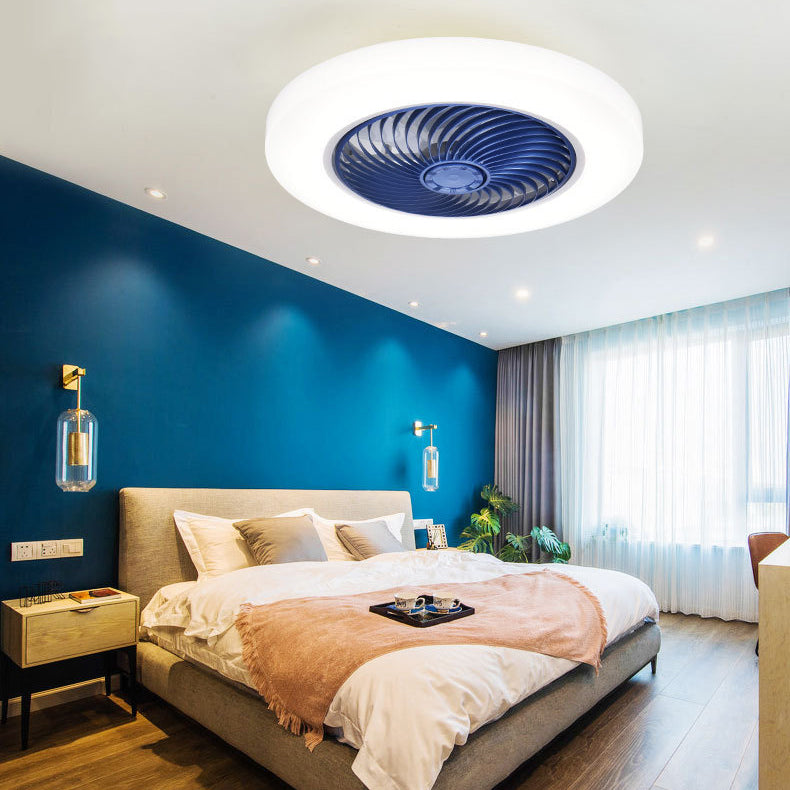 Simple LED Ceiling Fan Light 1-Light Ceiling Mount Lamp with Acrylic Shade for Bedroom