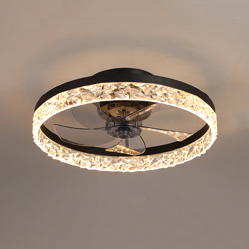 Contemporary LED Fan Light Metal Round Flush Mount Light for Living Room