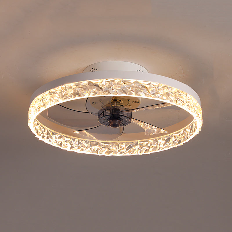 Contemporary LED Fan Light Metal Round Flush Mount Light for Living Room