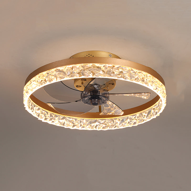 Contemporary LED Fan Light Metal Round Flush Mount Light for Living Room