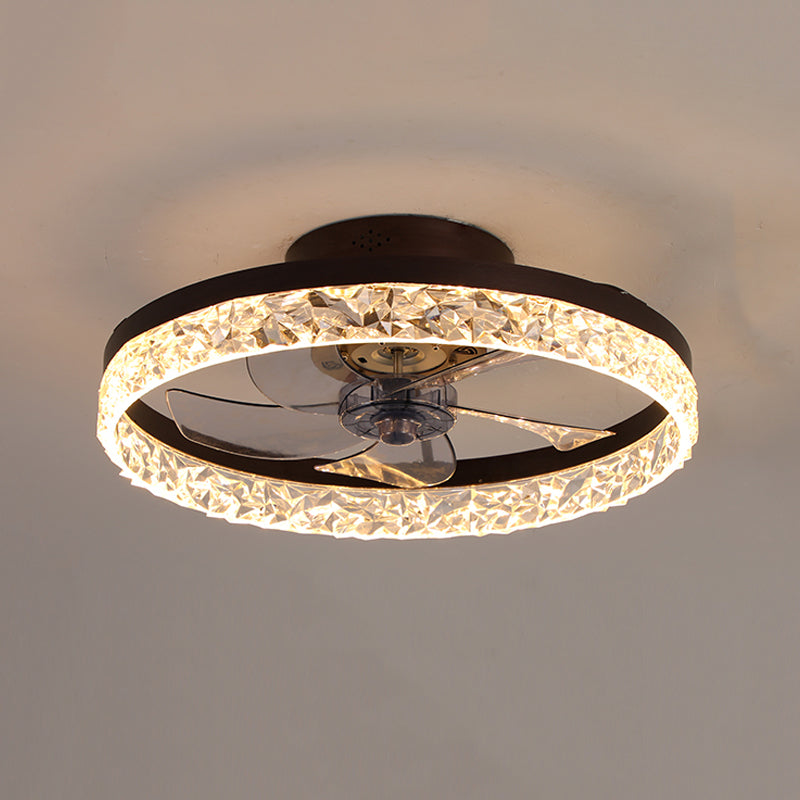 Contemporary LED Fan Light Metal Round Flush Mount Light for Living Room