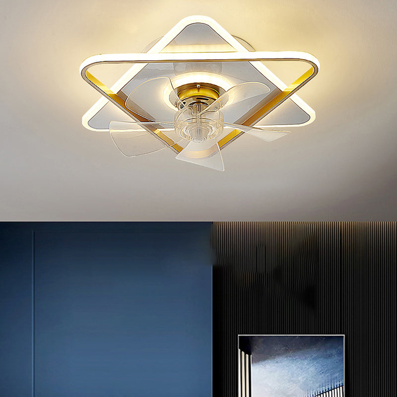 3-Lights Modern LED Fan Light Metal Geometric Flush Mount Light for Living Room