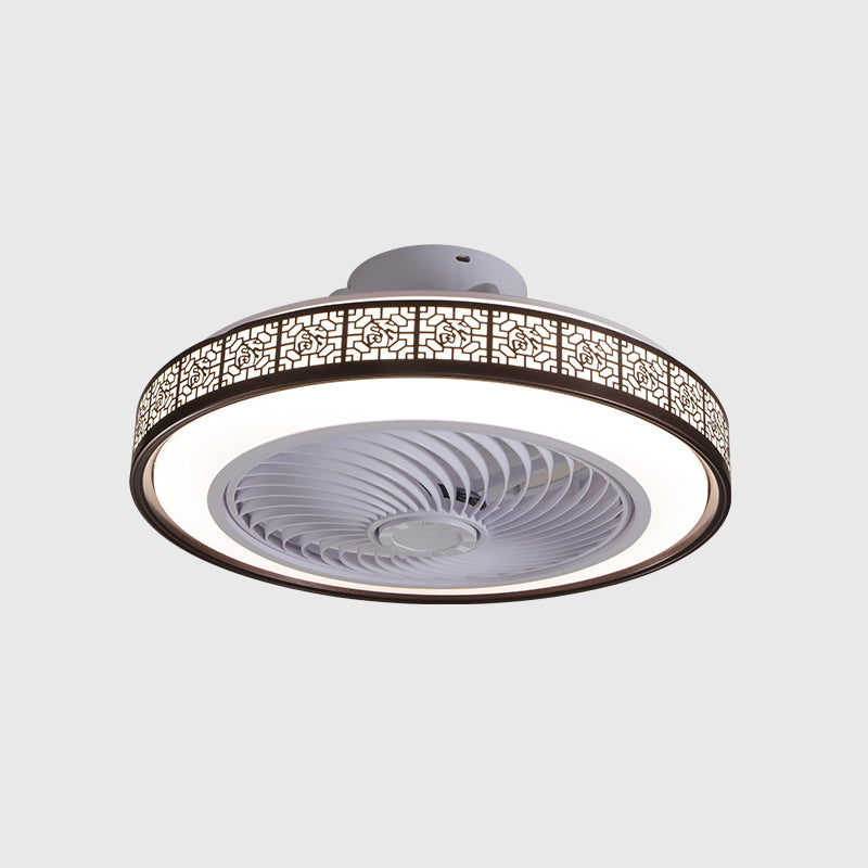 Chinese Style LED Fan Light Metal Round 20" Wide Flush Mount Light for Living Room