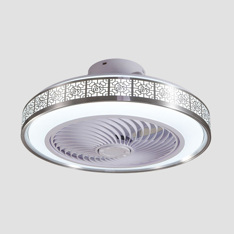 Chinese Style LED Fan Light Metal Round 20" Wide Flush Mount Light for Living Room