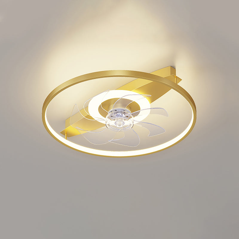 Modern Gold LED Fan Light Metal Multi Light Flush Mount Light for Living Room