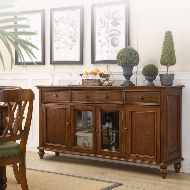 Modern Sideboard in Brown Wooden DIning Sideboard with Doors for Living Room