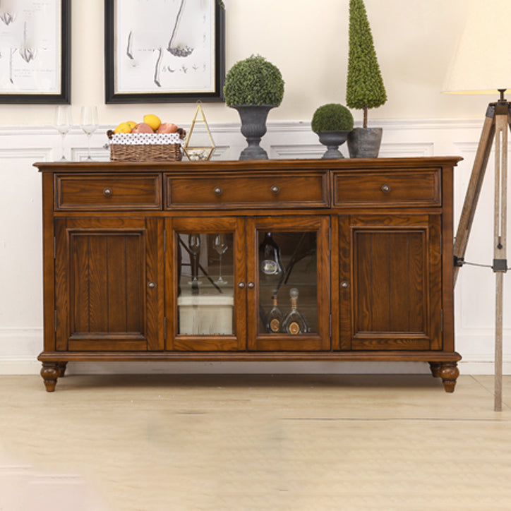 Modern Sideboard in Brown Wooden DIning Sideboard with Doors for Living Room