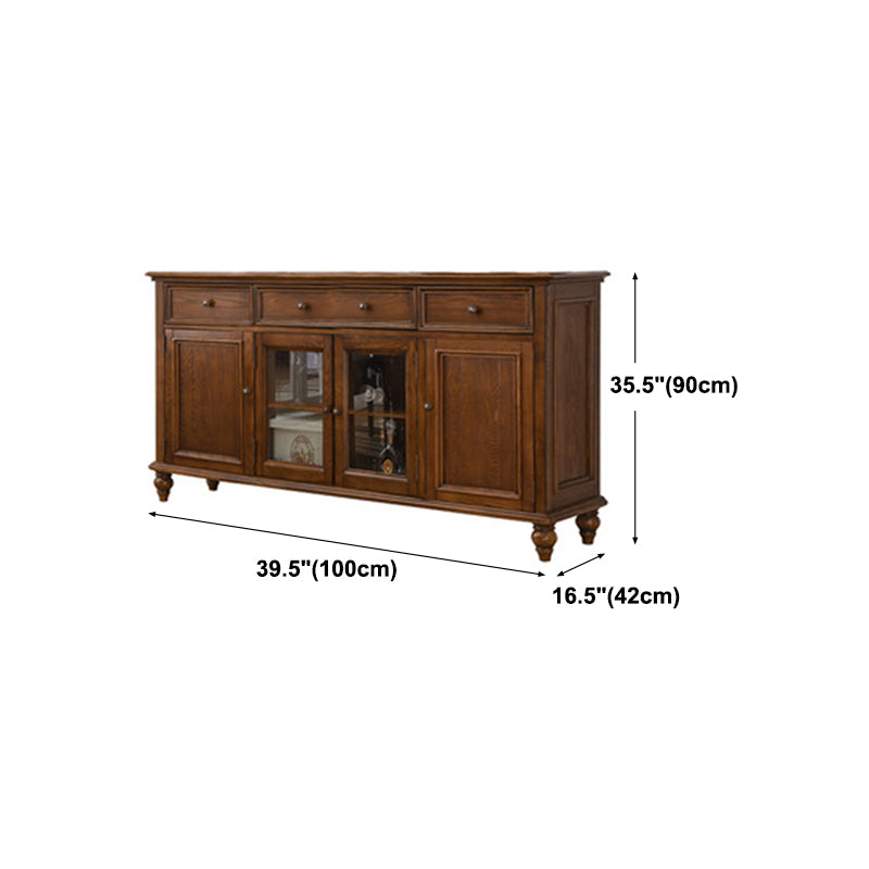 Modern Sideboard in Brown Wooden DIning Sideboard with Doors for Living Room