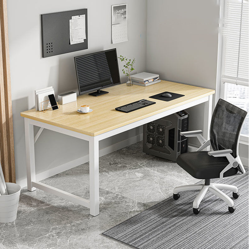 Contemporary Rectangle Engineered Wood Desk H-Shape Base Desk for Home Office