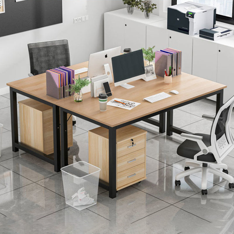 Contemporary Rectangle Engineered Wood Desk H-Shape Base Desk for Home Office