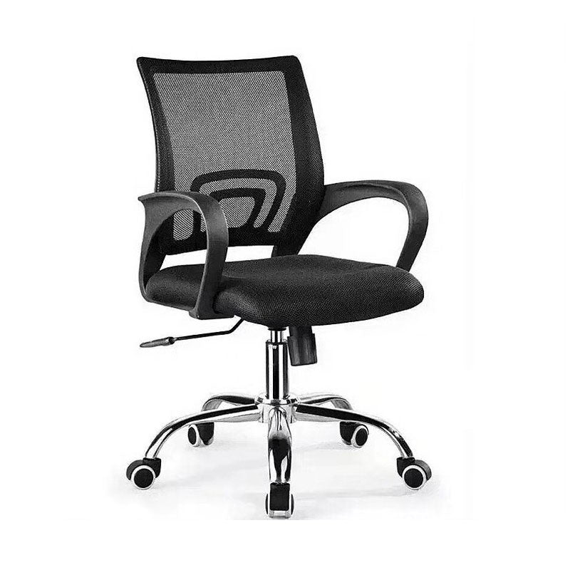 Fixed Arm Task Chair Modern Mid Back Working Chair with Wheels for Office