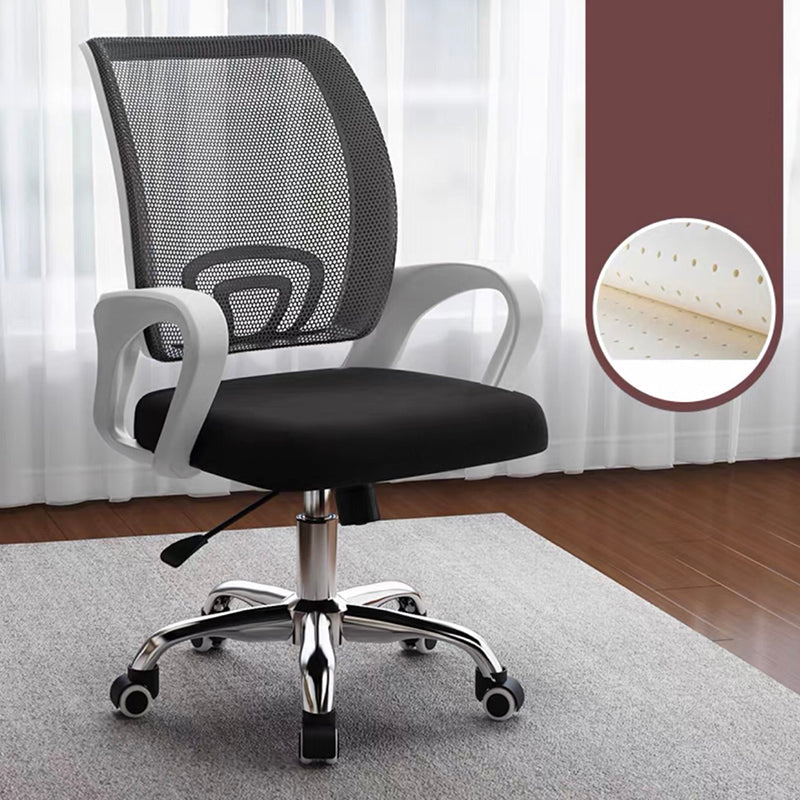 Fixed Arm Task Chair Modern Mid Back Working Chair with Wheels for Office