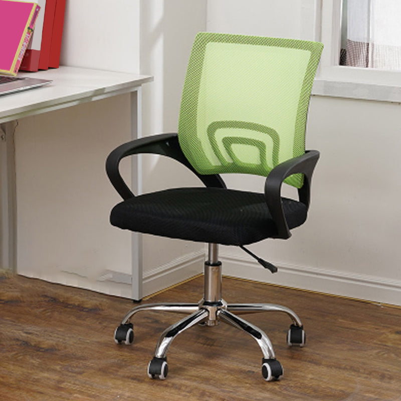 Fixed Arm Task Chair Modern Mid Back Working Chair with Wheels for Office