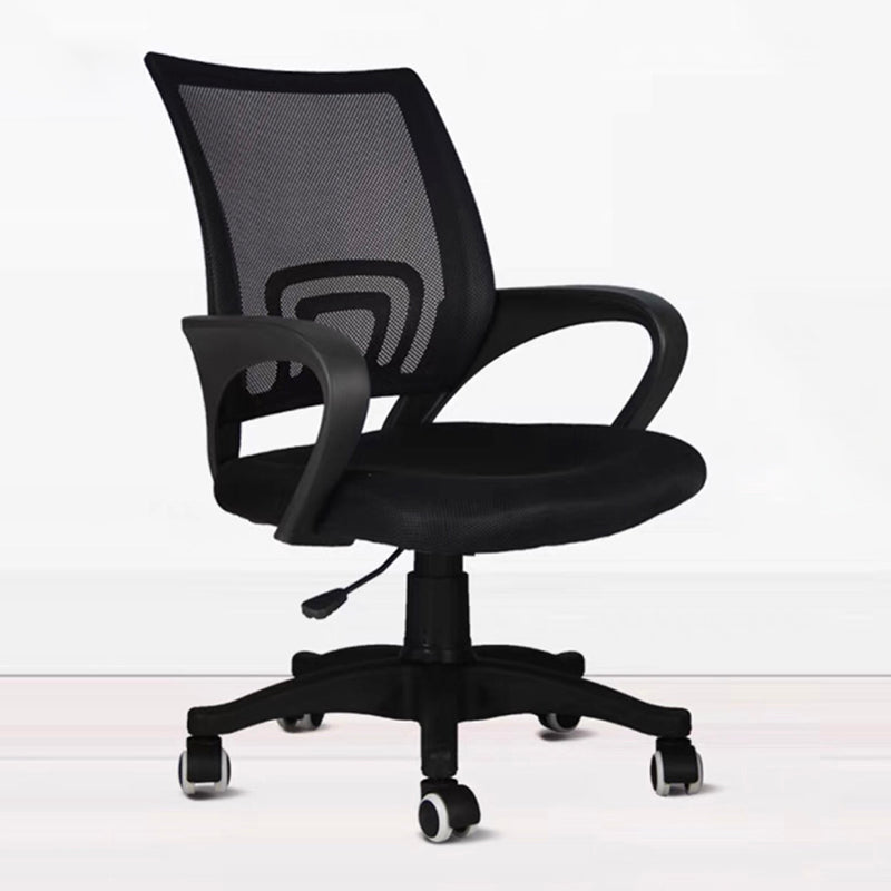 Fixed Arm Task Chair Modern Mid Back Working Chair with Wheels for Office