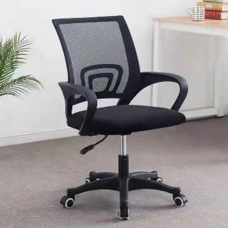 Fixed Arm Task Chair Modern Mid Back Working Chair with Wheels for Office