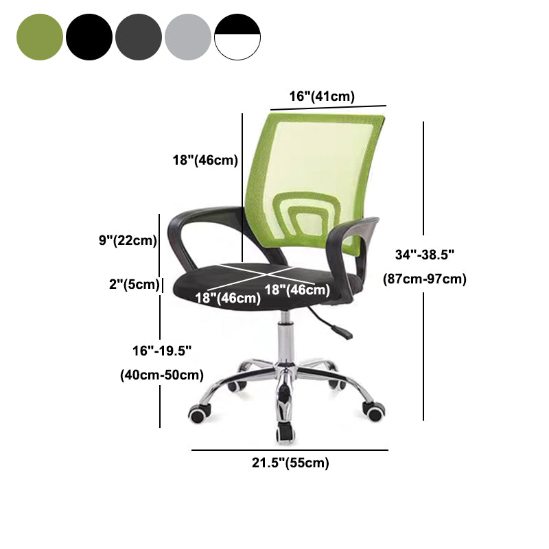 Fixed Arm Task Chair Modern Mid Back Working Chair with Wheels for Office