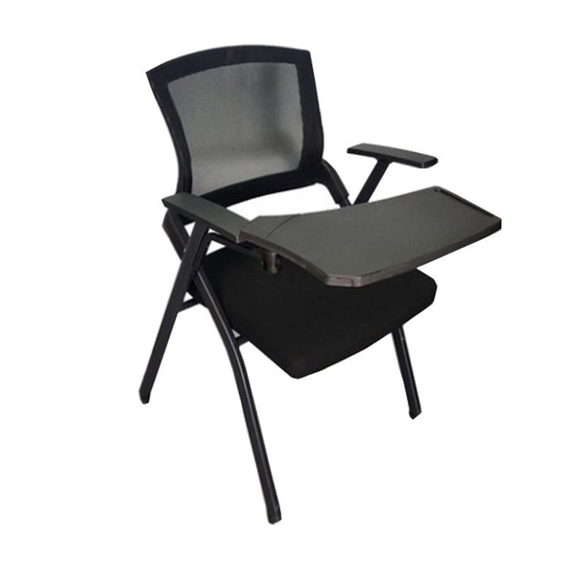 Modern Folding Conference Chair Black Frame and Seat Chair with Fixed Arms