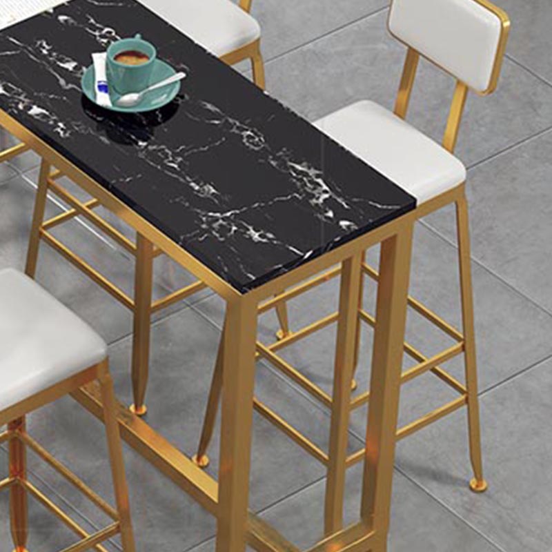 Glam Style Bar Table 42-inch Height Artificial Marble Top Bistro Table with Pedal