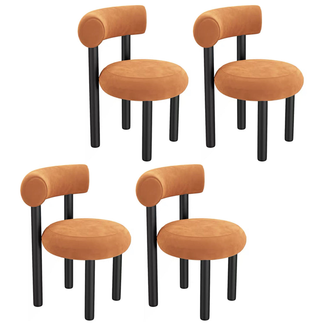 Contemporary Open Back Side Chair Velvet Upholstered Dining Side Chair