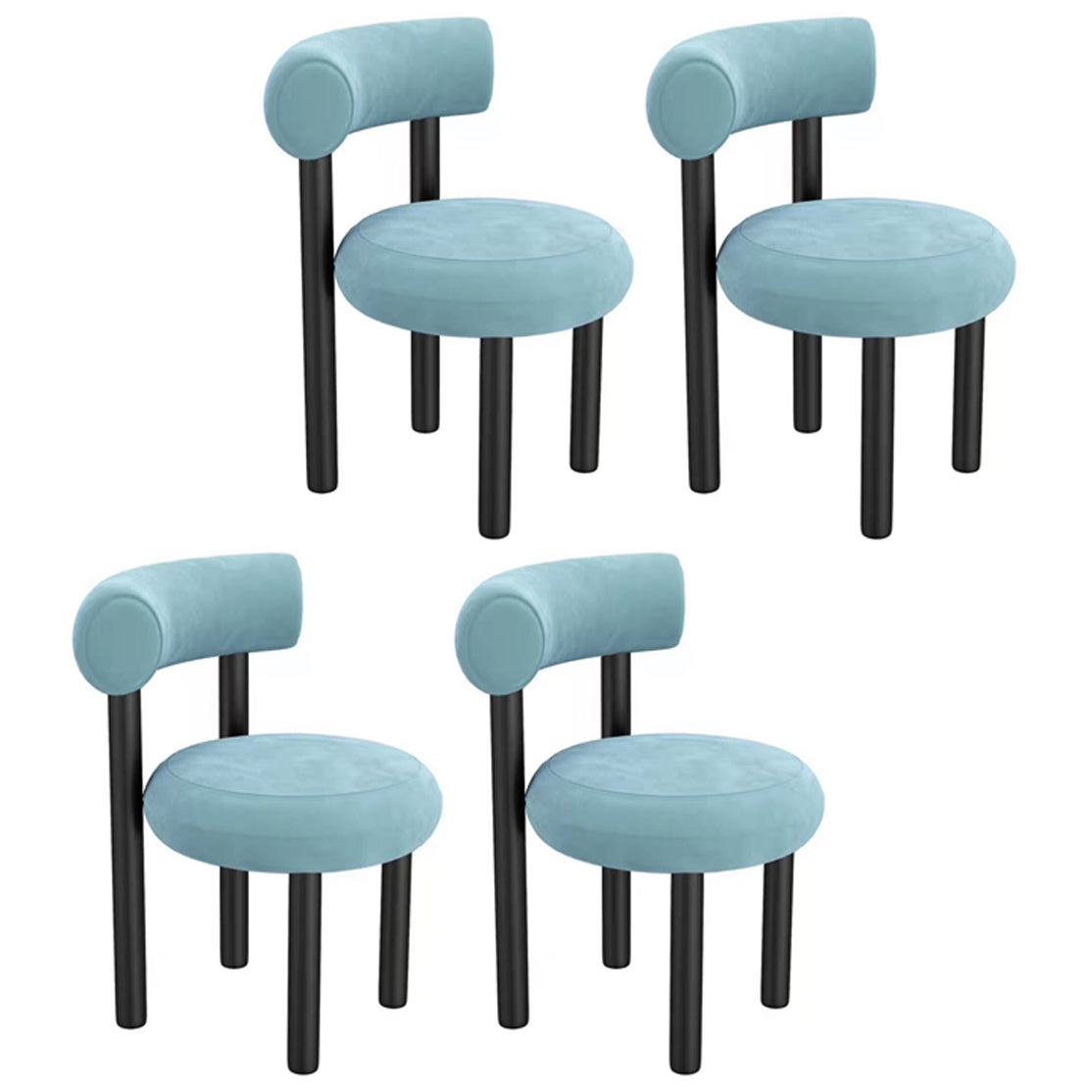 Contemporary Open Back Side Chair Velvet Upholstered Dining Side Chair