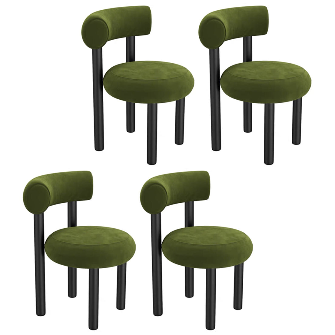 Contemporary Open Back Side Chair Velvet Upholstered Dining Side Chair