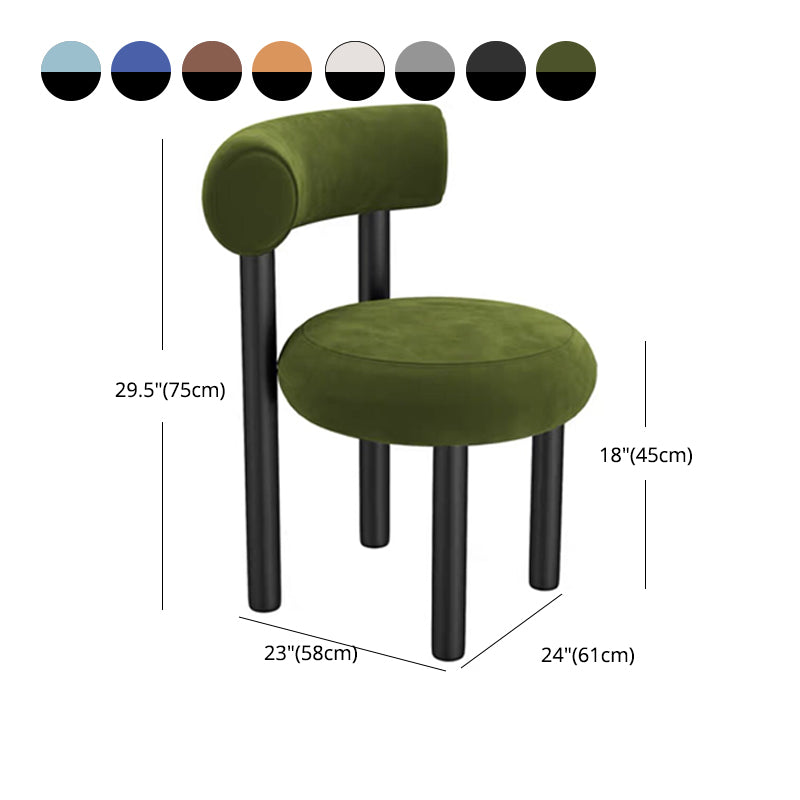 Contemporary Open Back Side Chair Velvet Upholstered Dining Side Chair