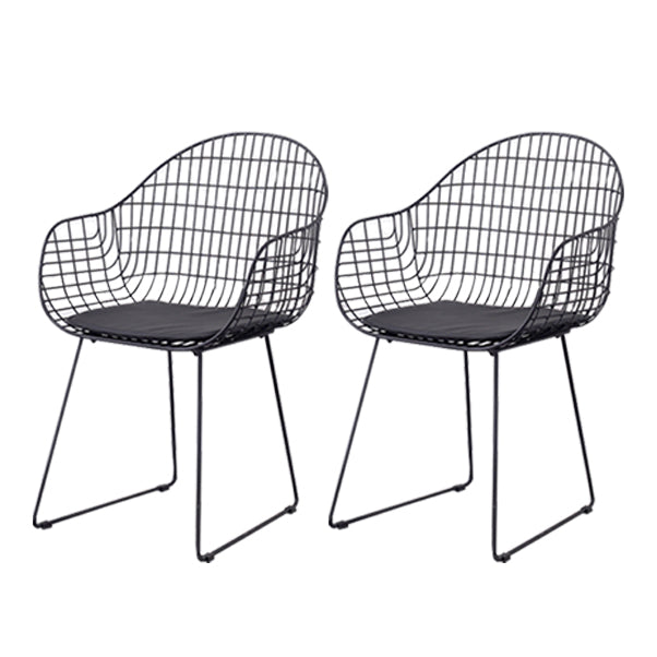 Contemporary Style Wingback Chair Metal Dining Armchair for Indoor