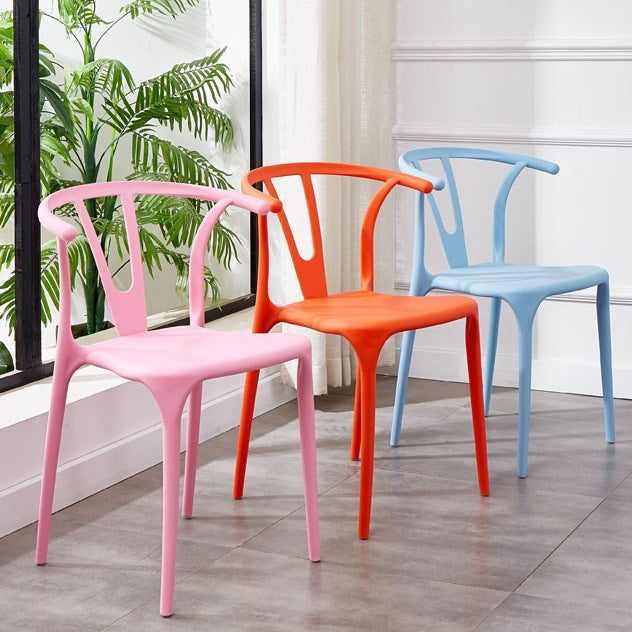 Scandinavian Plastic Armless Chair Indoor-Outdoor Windsor Back Chair