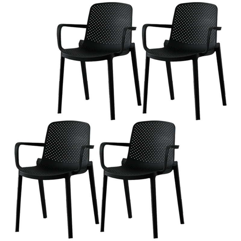 Contemporary Plastic Arm Chair Solid Back Kitchen Dining Room Chair