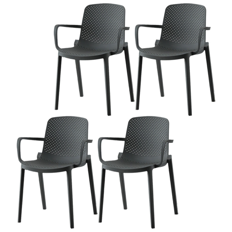 Contemporary Plastic Arm Chair Solid Back Kitchen Dining Room Chair