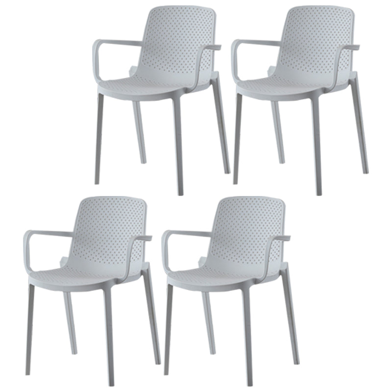 Contemporary Plastic Arm Chair Solid Back Kitchen Dining Room Chair