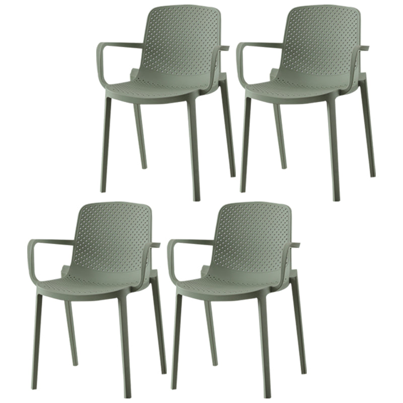 Contemporary Plastic Arm Chair Solid Back Kitchen Dining Room Chair