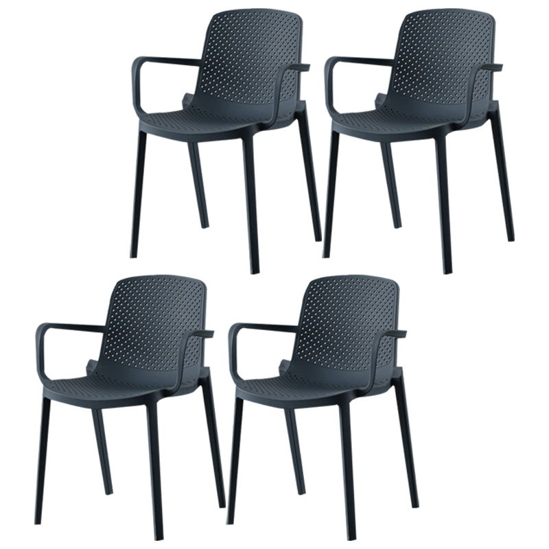 Contemporary Plastic Arm Chair Solid Back Kitchen Dining Room Chair