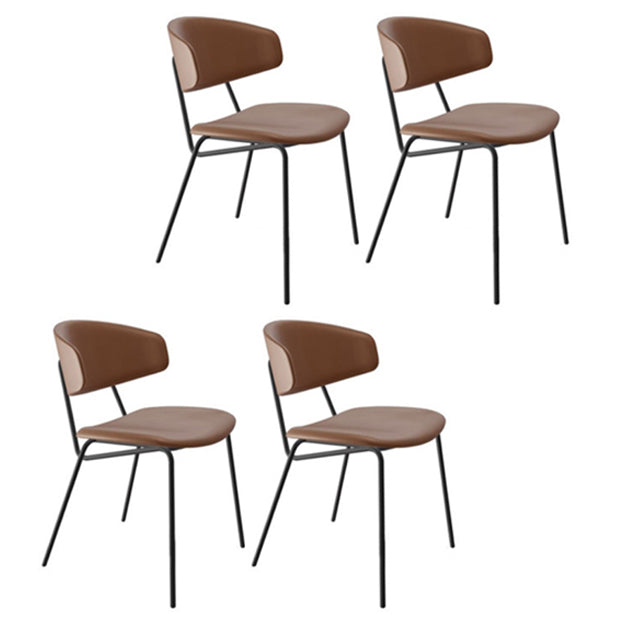 Industrial Dining Room Side Chairs Faux Leather Open Chair for Kitchen