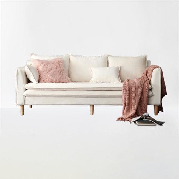 Contemporary Square Arm Sofa Washable Sofa with Bolster Pillows for Living Room