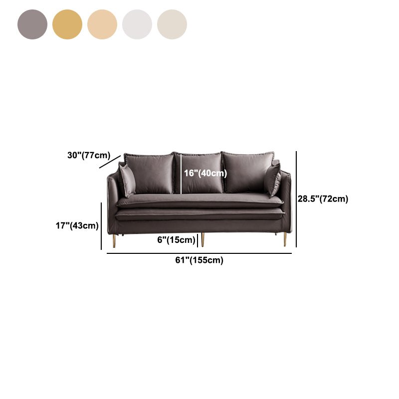 Contemporary Square Arm Sofa Washable Sofa with Bolster Pillows for Living Room